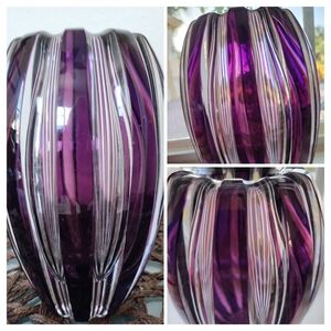 Amazing Bohemian Amethyst Striped Crystal Vase, 7'